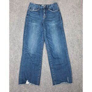 Vervet Women's 27 Baggy Denim Jeans Straight Leg Distressed hem